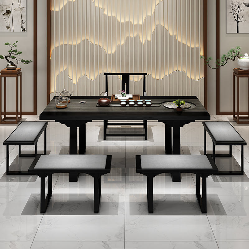 禅意新中式茶桌椅组合仿古功夫茶桌茶台茶具套装一体办公茶室家具