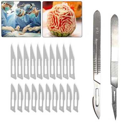 极速20PCS Carbon Steel Scalpel Blades Wth Handle Thcken Hand