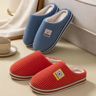 男加大码 季 天防滑棉拖鞋 女厚底居家情侣室内保暖毛拖鞋 棉拖鞋