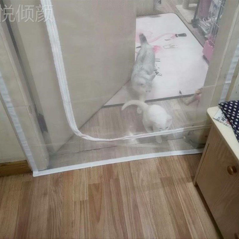 &防猫门帘纱门围栏隔离门防猫跳窗网防猫网纱窗防蚊宠物防猫进卧