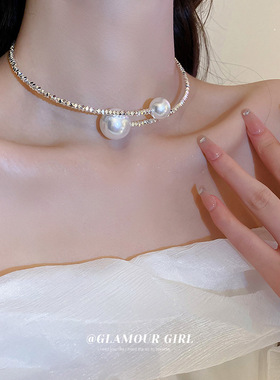 碎银几两珍珠开口项圈夏季网红新款个性chocker项链气质项饰