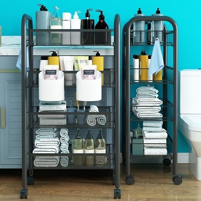 厨房多层置物架小推车菜篮子收纳筐落地可移动收纳层架储物客厅架