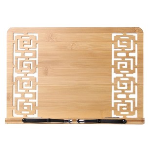 Side Adjustable Reading Bamboo Holder Shiny Book Tray Hollow