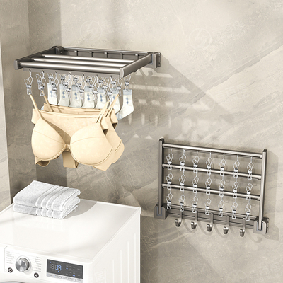 免打孔折叠衣架家用多夹子挂钩内A衣内裤晾衣架阳台壁挂晒袜子神