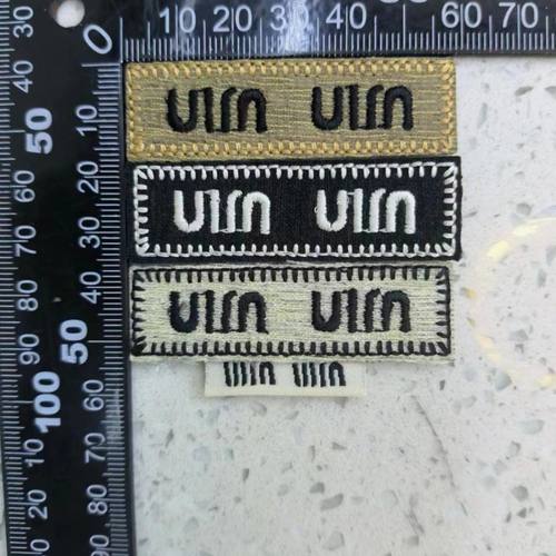 服装辅料缪miumi黑白色绣标长条绣花长方形薄款数字复古
