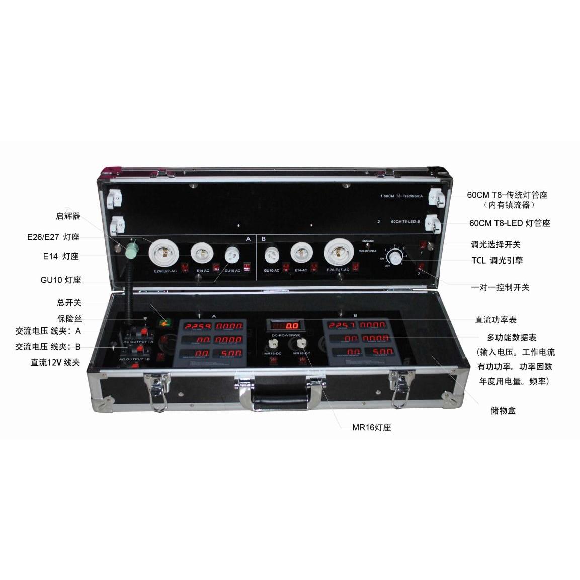 60cm灯管T8对比节能灯LED展示箱测试箱