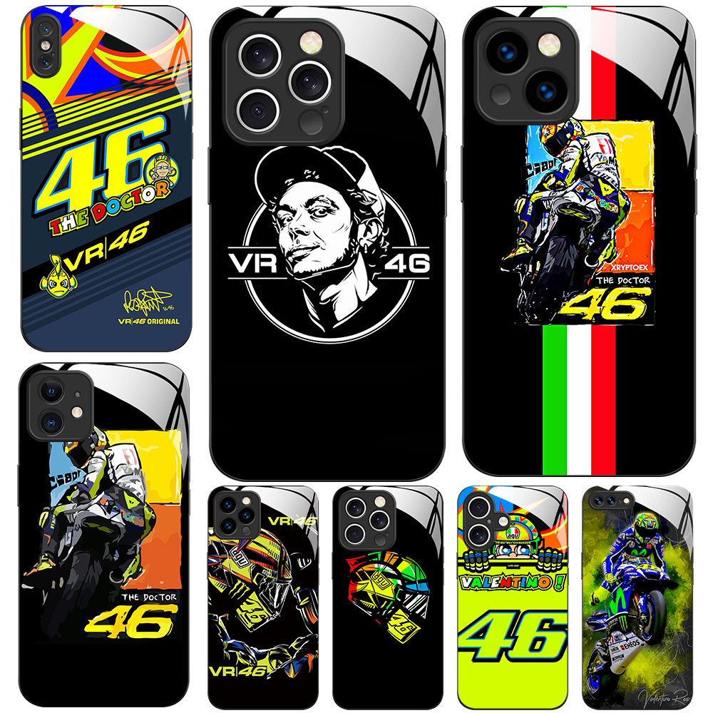 玻璃手机壳适用苹果iPhone 17 16 15 14 Pro Max 13 Pro XS XR X 12 11 瓦伦蒂诺·罗西 Valentino Rossi