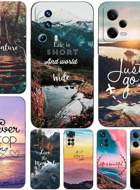 硅胶软手机壳适用红米NOTE13K70K50K6012turbo11PROPLUS+K70K60K50至尊K40K40SK30iUltra5G 英文风景文字