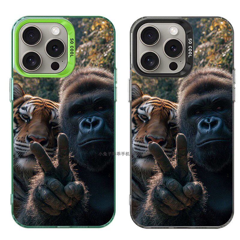 大孔硬壳手机壳适用苹果iPhone17Pro16Max13Pro15XS14XR8X7plus12SE11 大猩猩搞笑自拍
