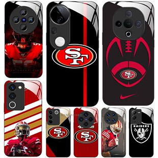 玻璃手机壳适用VIVO Y300 Y200 Y100X70X80X90X100X200 旧金山49人突袭者橄榄球