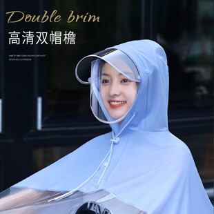 雨衣两人雨披加厚帽簷电动车骑行服挡 超大遮脚机车挡雨皮一体式