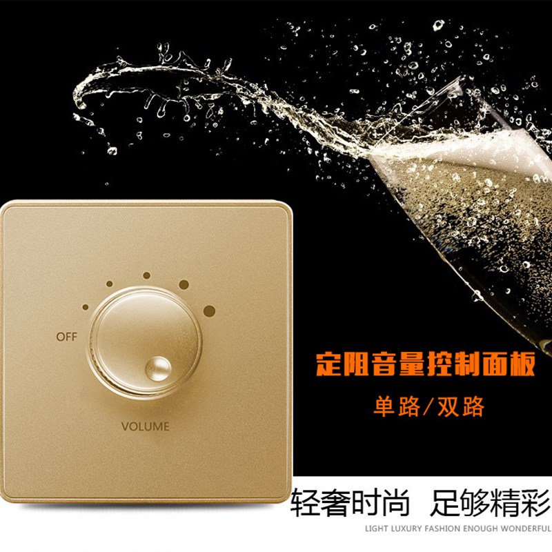 定阻调音开关 立体声金色白色 双路音量控制器 非定压调节面板50W