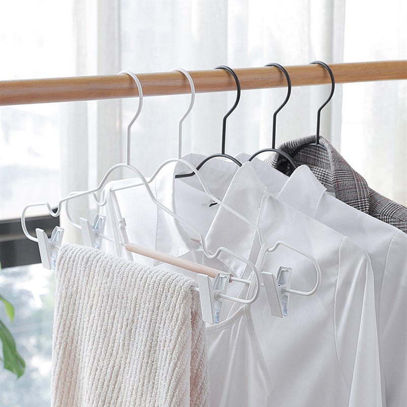 衣架家用衣服肩无痕实木衣撑挂轻奢衣帽间金属带夹子套装衣裤架夹