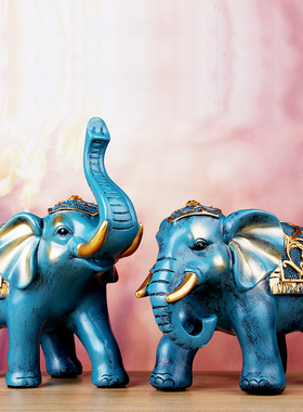 招财大象一对摆件客厅电视柜玄关风水招财象欧式家居饰品结婚礼物