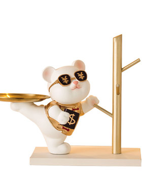 可爱熊玄关钥匙收纳摆件入户家居客厅托盘置物架搬家乔迁新居礼品