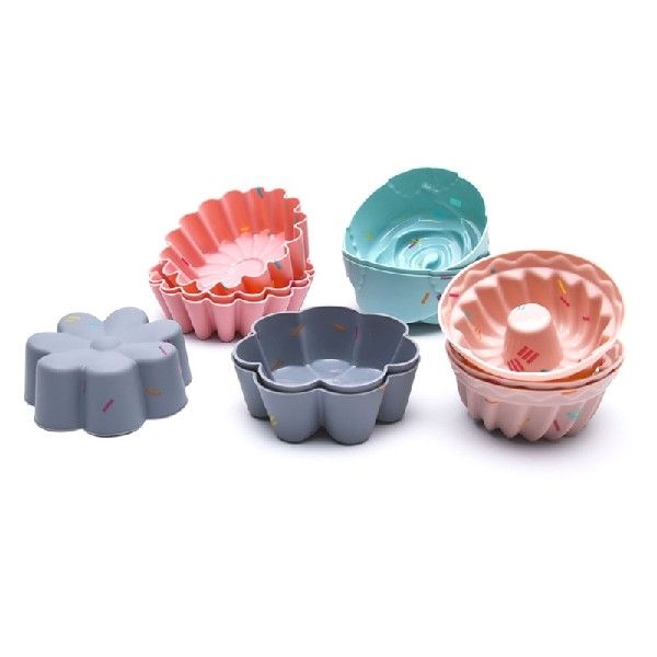 12pcs/Set Silicone Cake Mold Round Muffins Cupcake Baking Mo