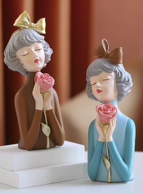 北欧轻奢风家居泡泡女孩摆件装饰客厅托盘电视柜玄关新人结婚礼物