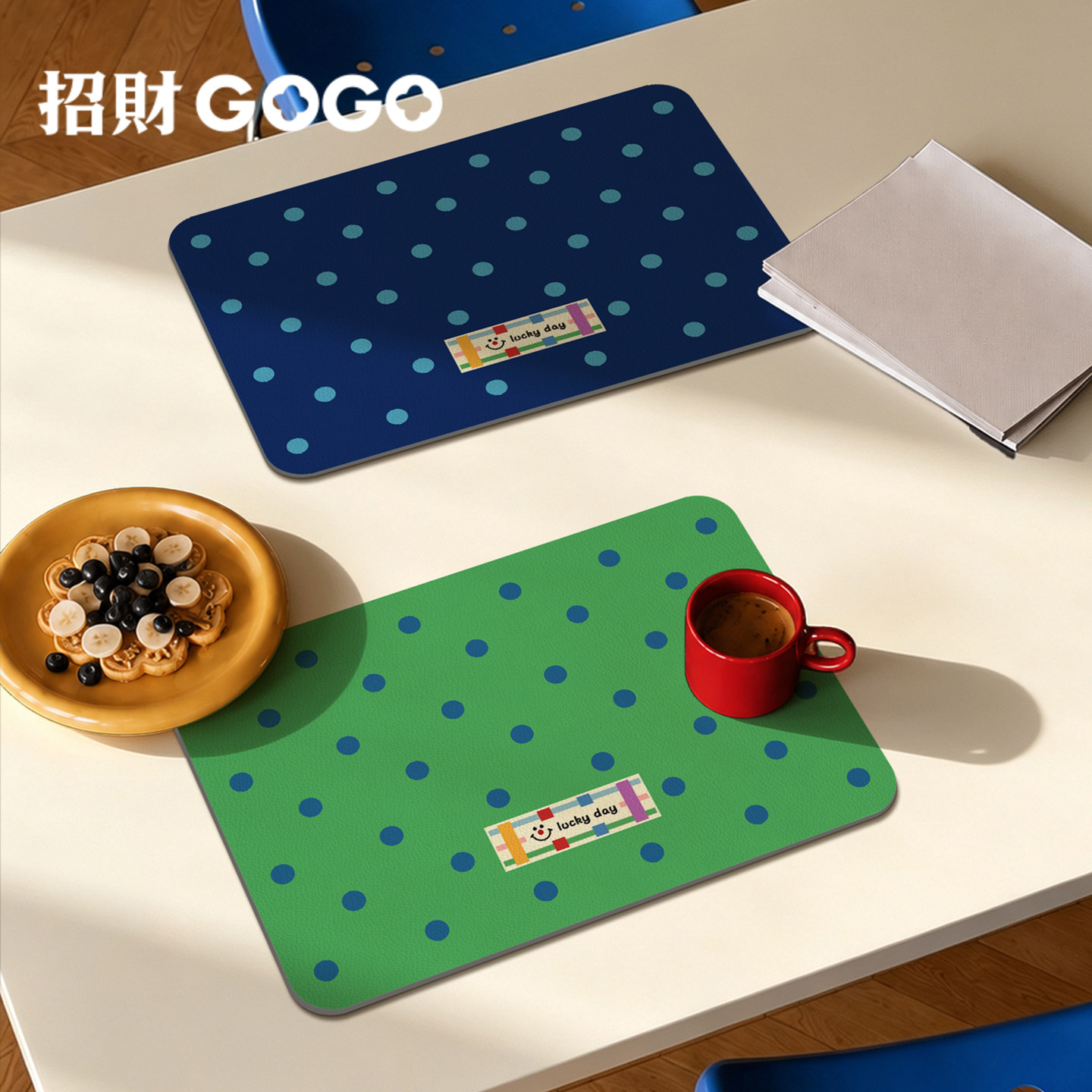 复古波点皮革餐垫防水防油免洗图片