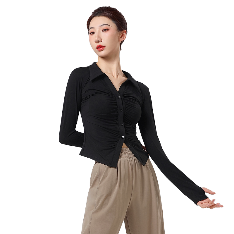 梵舒现代舞练功服长袖衬衫舞蹈上衣练功服女舞蹈成人新款日常可穿