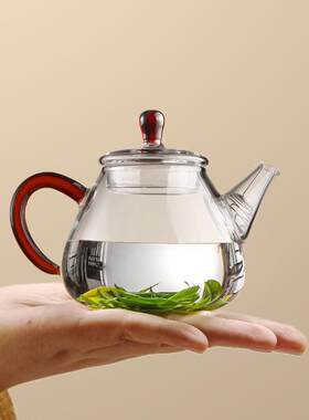 玻璃小茶壶一人用功夫茶单壶迷你手把壶精致对嘴喝茶壶绿茶泡茶器