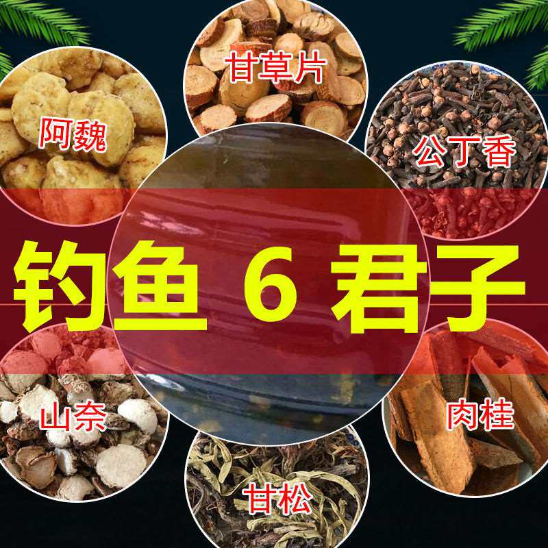 钓鱼小药6君子自泡自制中药酒米打窝米配料方阿魏香松公丁香鱼饵