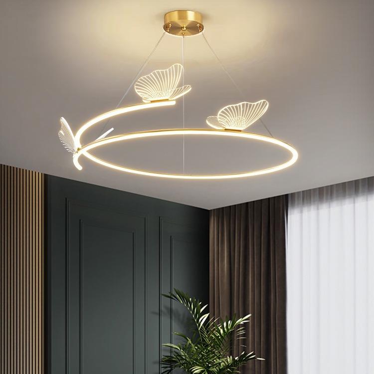 蝴蝶圆圈吊灯现代简约大气轻奢客厅卧室2024年新款创意个性灯具