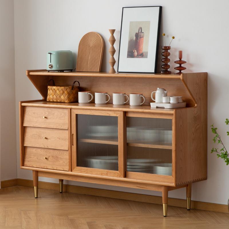 北欧实木餐边柜家用小户型靠墙多功能茶水柜餐厅厨房简约收纳橱柜