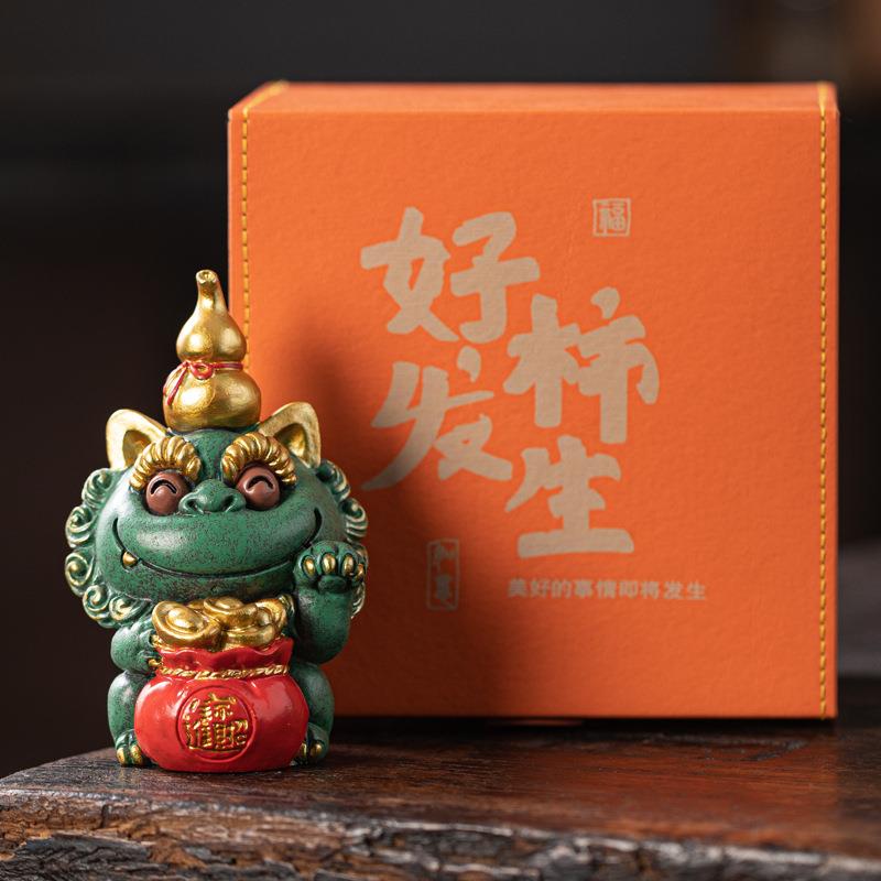 国潮风狮爷招财纳福摆件创意称心如意狮子家居办公室茶桌装饰品