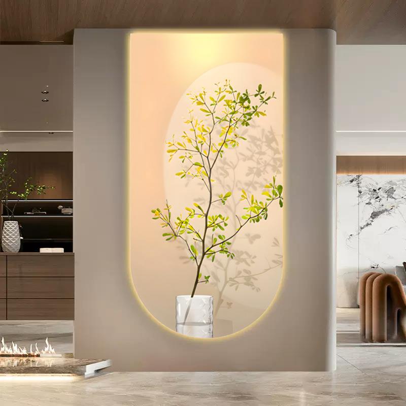 北欧玄关装饰画现代简约走廊挂画小清新led灯画过道尽头装饰壁画