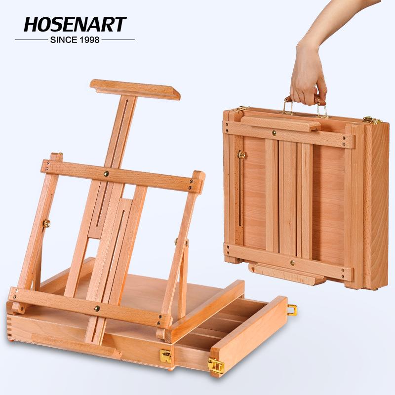 画架桌面台式美术生专用榉木画箱素描写生画架实木折叠便携油画架