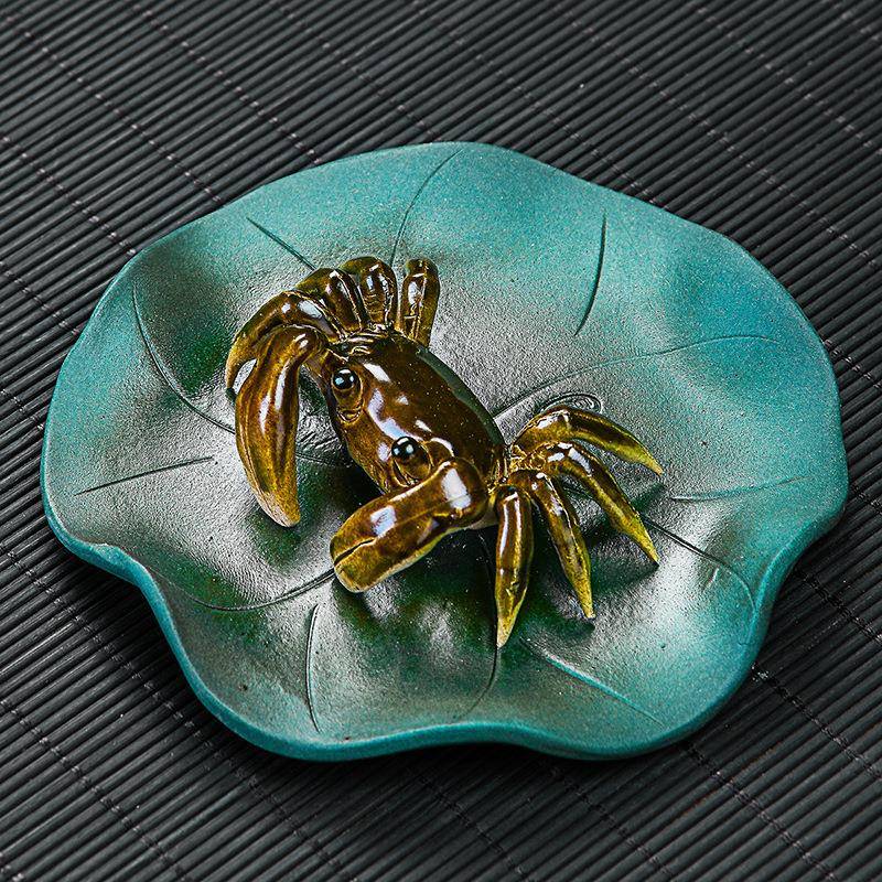 创意冲水变色螃蟹茶宠摆件可养茶桌茶台茶艺装饰配件茶玩茶虫茶宝