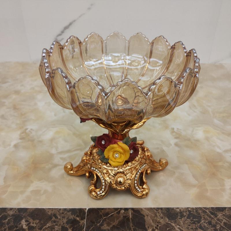 欧式高档水晶玻璃果盘客厅茶几摆件奢华水果盘轻奢软装饰品干果盘
