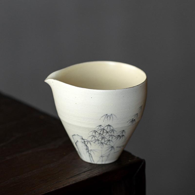 陶瓷茶海手绘墨竹公道杯分茶器中式复古创意家用茶具配件匀杯分杯