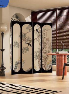 法式中国风屏风隔断客厅茶室办公室书房新中式装饰遮挡可折叠移动