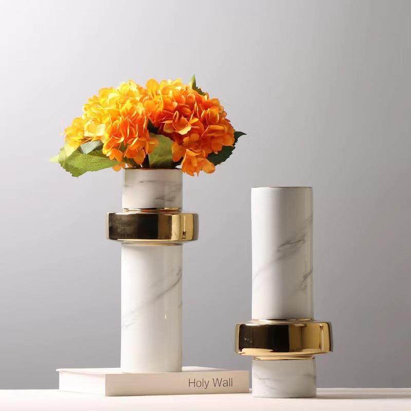 新中式陶瓷花瓶摆件创意轻奢直筒大理石纹水培花器客厅样板房装饰,金属材料及制品,金属加工件/五金加工件,淘宝优惠券,粉丝福利购,淘宝优惠卷
