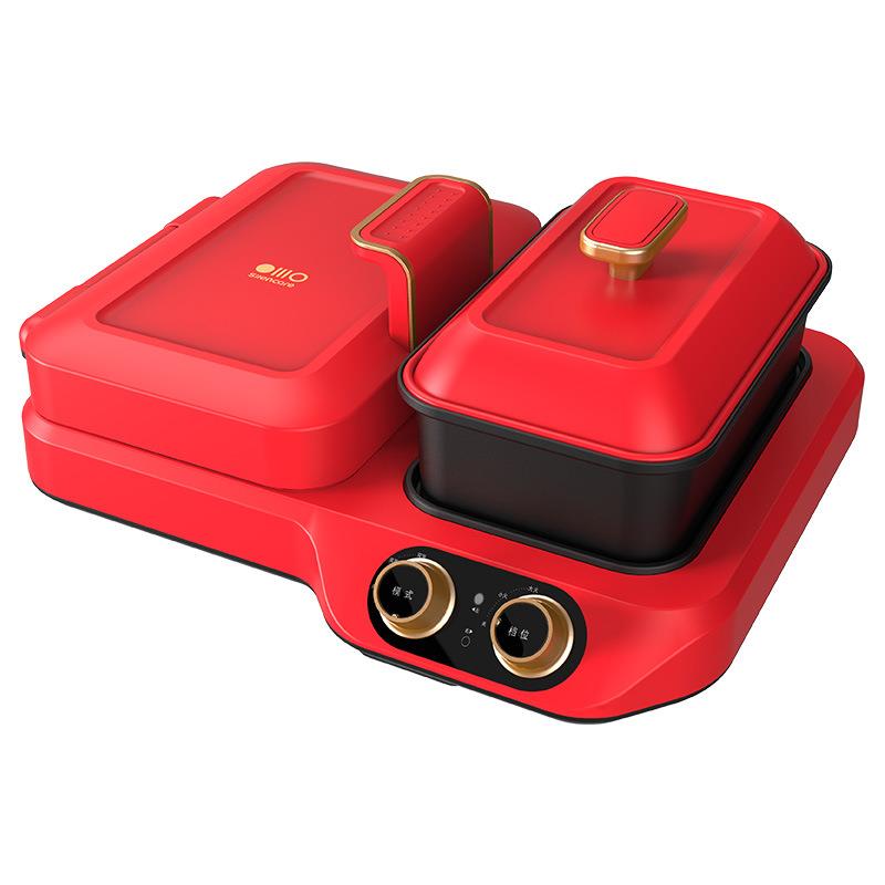 直销无言多功能四合一三明治早餐机机械式底盘加热不锈钢