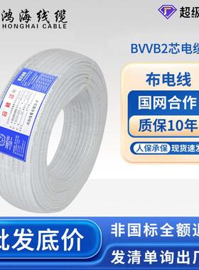 国标纯铜电源线BVVB2芯6平方家装阻燃护套线家用电线电缆线