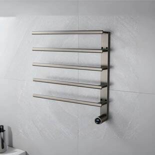 明装电热毛巾架家用卫生间智能加热烘干浴巾架碳纤维打孔式置物架