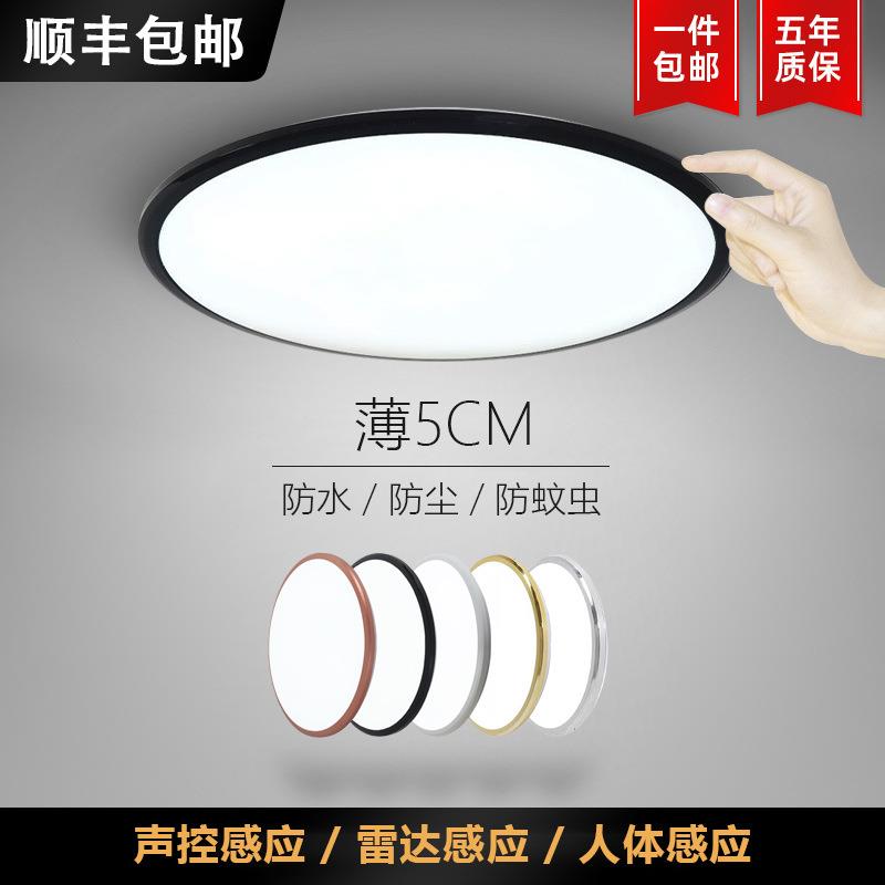 圆形现代简约白色卧室阳台楼道人体感应灯LED智能感应三防吸顶灯