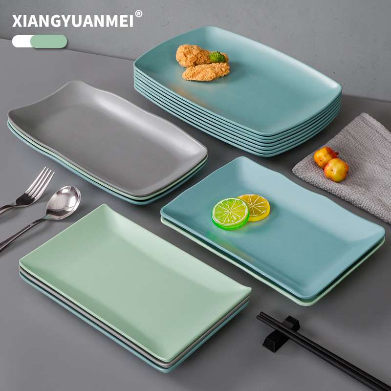 WBZ7密胺餐具烧烤炸串盘子长方形饭店菜盘仿瓷火锅店餐盘商