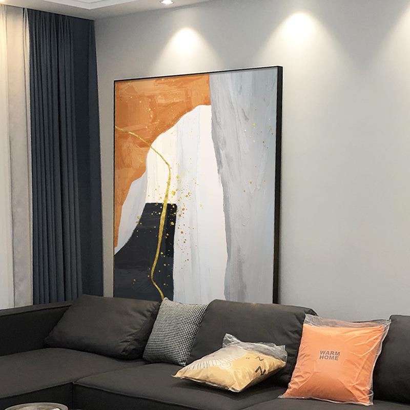 现代轻奢玄关装饰画抽象风格走廊入户挂画简约客厅沙发大幅落地画