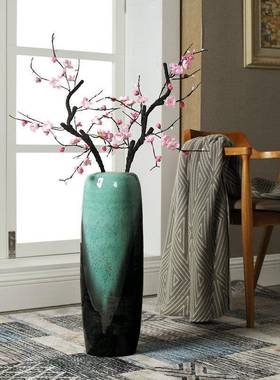 时尚落地花瓶家居装饰品陶瓷干花欧式工艺品现代简约摆件手工