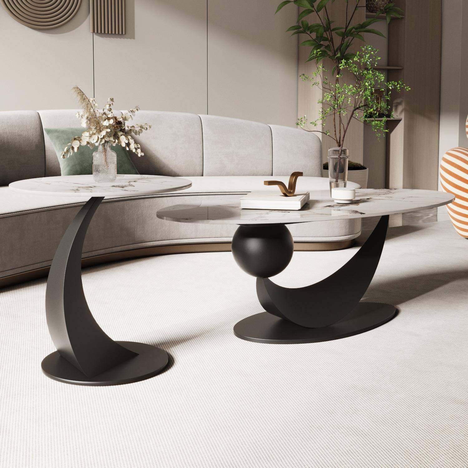 奶油风岩板椭圆形茶几客厅家用小户型铁艺茶桌2024新款轻奢高级感,包装,五金配件包装,淘宝优惠券,粉丝福利购,淘宝优惠卷