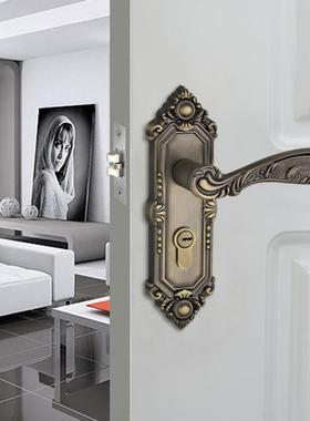 老款复古古铜色锁锌合金单舌假插芯锁房间门卫生间门