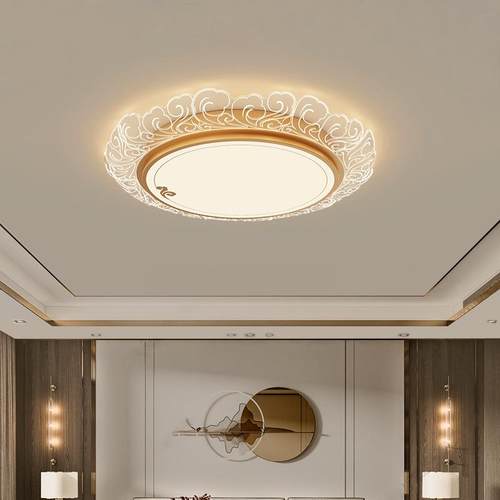 新中式客厅灯LED圆形吸顶灯简约现代书房温馨卧室灯个性餐厅吊灯