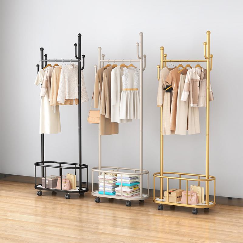 衣架落地家用卧室挂衣架网红轻奢晾衣架子客厅简易衣帽架移动带轮