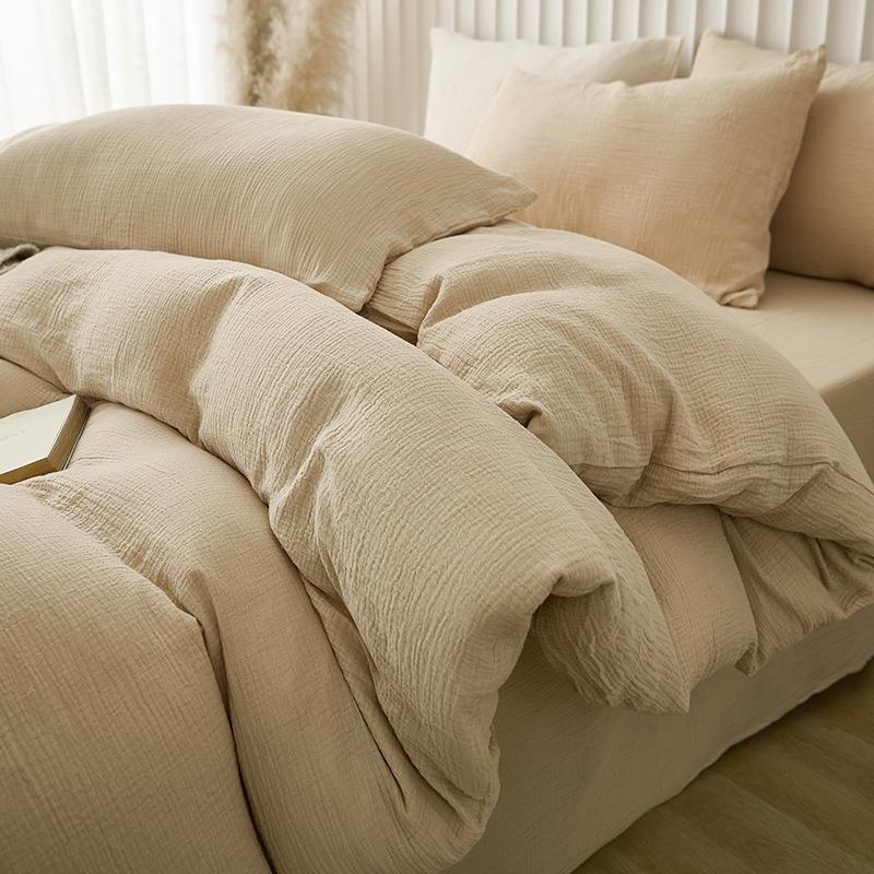 2024新款简约风全棉床上四件套纯棉被套床单宿舍三件套床笠款床品