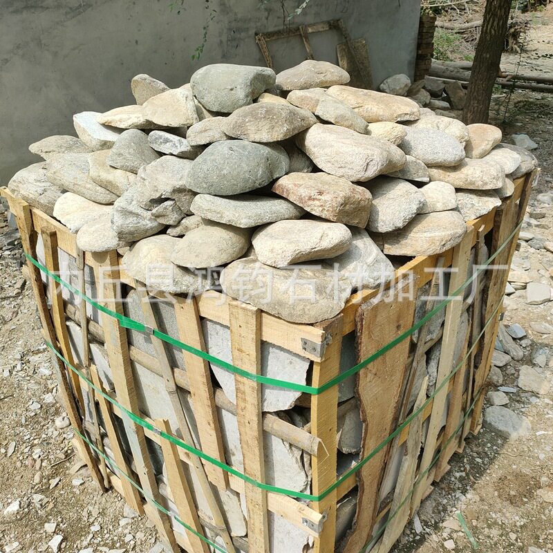 批发鹅卵石切片外墙面包石鹅卵石面包石机切鹅卵石文化石踏步石