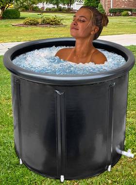 冰浴桶加厚大人家用泡澡桶成人折叠浴桶带盖