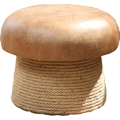 榻榻米矮凳艺术成人圆凳子蘑菇换鞋 凳实木沙发脚凳麻绳客厅小凳子